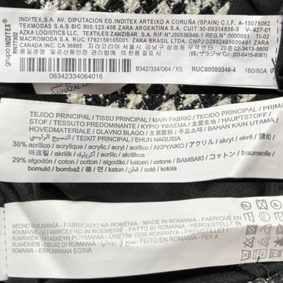 NWT Zara Houndstooth Blazer Dress Black / White 8342/334 Women Size XS - Picture 11 of 16